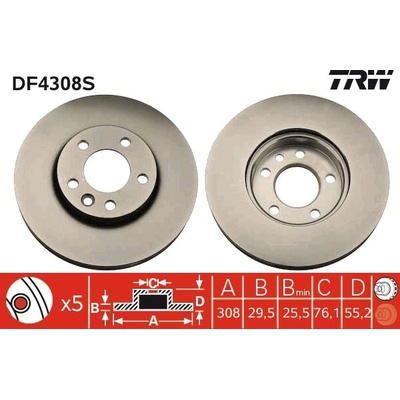 Brzdový kotúč TRW DF4308S