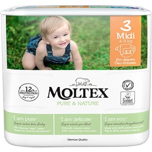 Moltex Еко пелени мини Moltex - № 3 (4-9 kg), 33 броя (4018639010051) - baby