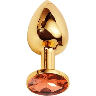 Sensual Метално дилдо Butt Plug "GOLD CRYSTAL ORANGE" 8 см. Размер - M
