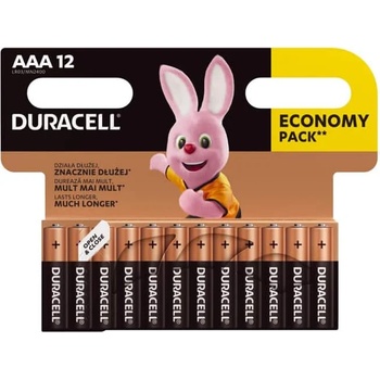 Duracell Батерии алкални Duracell LR03/MN2400(DRAAALR03), ААA, 1.5 V, 12 бр. в опаковка