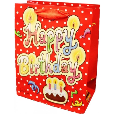 Dárková taška Happy Birthday červená 23*18cm