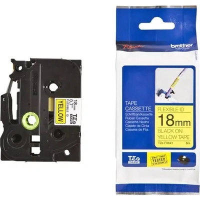 Brother TZEFX641 páska čierna / žltý podklad / šírka 18mm / laminovaná / flexibilná (TZEFX641)