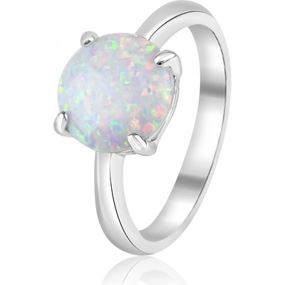 Meucci Stříbrný prsten s bílým opálem SR178