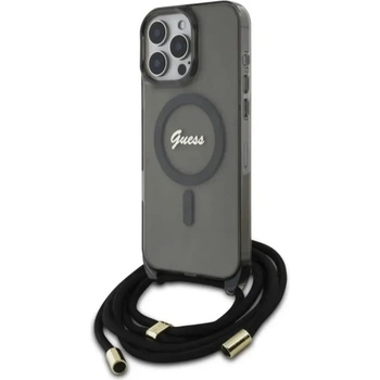 GUESS Калъф Guess Crossbody Cord Script MagSafe за iPhone 16 Pro Max - черен (3666339345679)