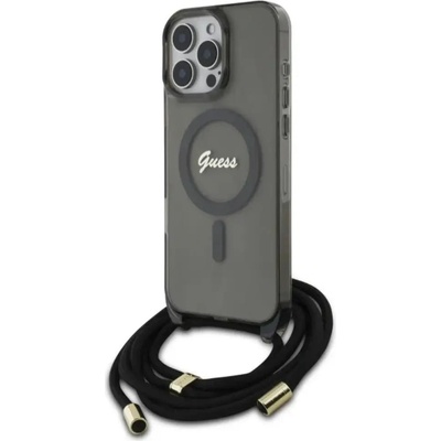 GUESS Калъф Guess Crossbody Cord Script MagSafe за iPhone 16 Pro Max - черен (3666339345679)