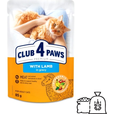 CLUB 4 PAWS Premium S jahňacím mäsom v omáčke 85 g