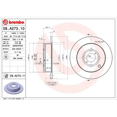 BREMBO Brzdový kotúč 08A27311