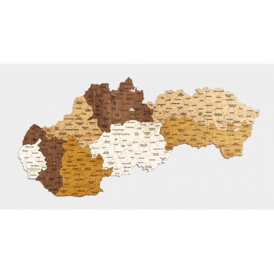 Nástěnná dřevěná mapa Slovenska 70 x 35 cm (kraje)