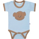Dojčenské bavlnené body s krátkym rukávom New Baby BrumBrum blue brown Modrá