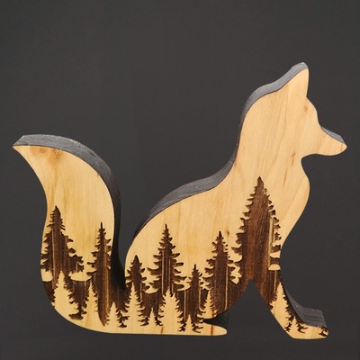Amadea dřevěná dekorace liška masivní dřevo 14 x 12 cm český výrobek