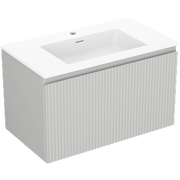 Mexen Rivel шкаф за баня 80 см с мивка Otis, 1 чекмедже, с гравирани ламели , сив мат/бял мат - 91A20-08047-1-BF62-W18M01 (91A20-08047-1-BF62-W18M01)