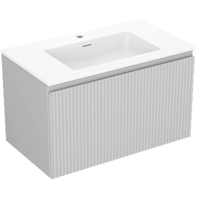 Mexen Rivel шкаф за баня 80 см с мивка Otis, 1 чекмедже, с гравирани ламели , сив мат/бял мат - 91A20-08047-1-BF62-W18M01 (91A20-08047-1-BF62-W18M01)