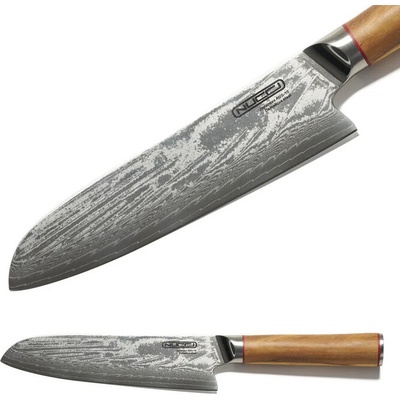 NUCCI Santoku 18 cm - univerzálny kuchynský damaškový nôž s rukoväťou z olivového dreva CLASSE ITALY
