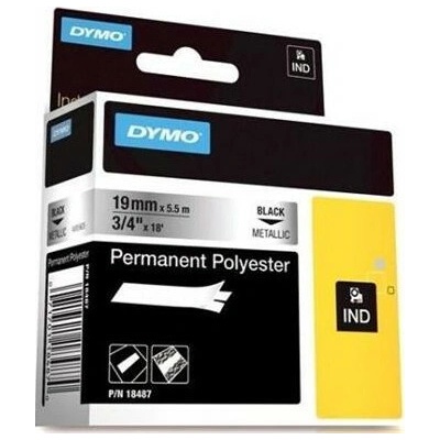 páska DYMO 18487 PROFI D1 RHINO Black On Metallic Permanent Polyester Tape (19mm)