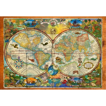 Grafika - Puzzle Creatures Of The Earth Map - 1 000 piese