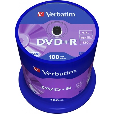 Verbatim DVD+R 4,7GB 16x, spindle, 100ks (43551) – Hledejceny.cz