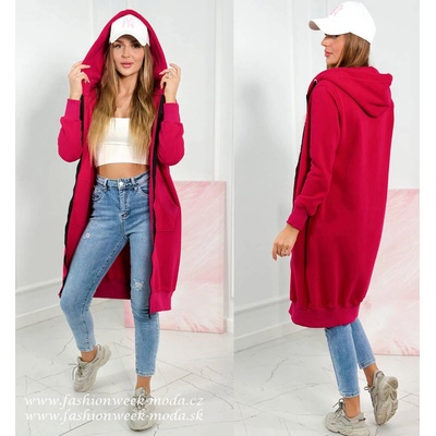 Fashionweek Dlhá zateplená mikina s kapucňou K9302 fuchsia