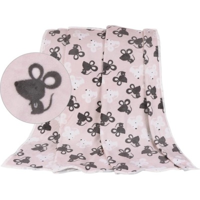 Bellatex detská deka Ella vzorovaná myšky na růžové