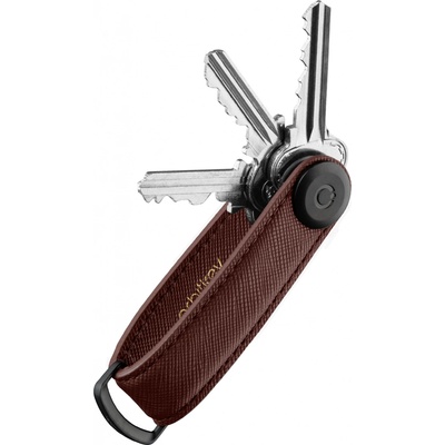 Kľúčenka kožená Orbitkey Saffiano 2.0 Dark Cherry hnědá