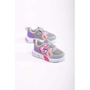 Moda Trend Детски спортни обувки с велкро закопчаване - Сиви с Розов #370822 (370822_Светло сиво)