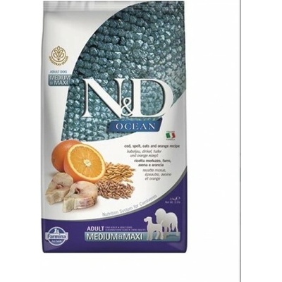 N&D Ocean Adult Medium & Maxi Codfish Spelt Oats & Orange 12 kg