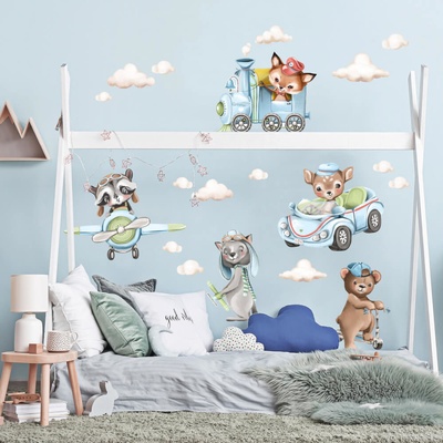 INSPIO 9304f Nálepky na zeď - Zvířátka na cestách, velikost 90 x 70 cm