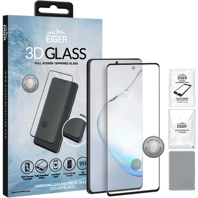 Eiger 3D Glass Edge to Edge Full Screen Tempered Glass - калено стъклено защитно покритие с извити ръбове за целия дисплея на Samsung Galaxy Note 10 Lite (черен-прозрачен)