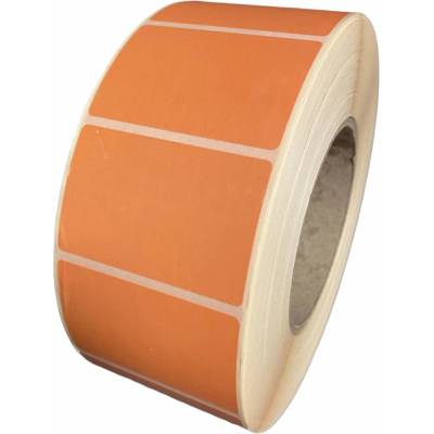 Papierová Etiketa 60 mm x 39 mm, Matný papier, Oranžová, Dutinka 76 mm, 2500 ks/kotúč, Permanentné lepidlo, Priemer kotúča 155 mm