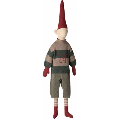 Maileg Vánoční skřítek Pixy Knitted sweater Size 6 – Boy, béžová barva, textil
