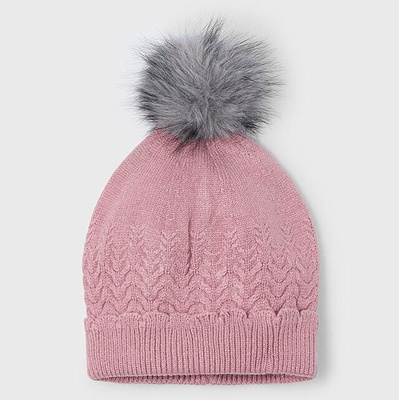 Mayoral 10075-93 dívčí pletená čepice s bambulí