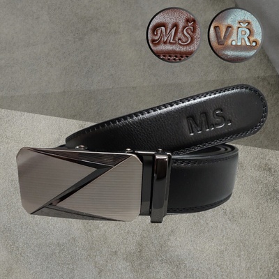 Personalizovaný pánský kožený opasek z pravé kůže s monogramem
