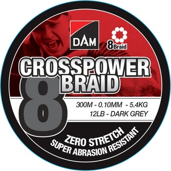 DAM šnúra Crosspower 8-Braid Dark Grey 150m 0,20mm 12,6kg