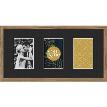 STYLER Рамка за 3 снимки Kyoto с черно паспарту 23 x 46 см кафява (RA-15113)