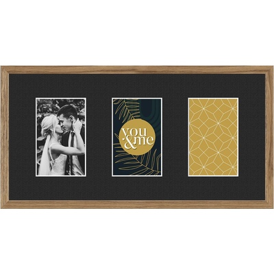 STYLER Рамка за 3 снимки Kyoto с черно паспарту 23 x 46 см кафява (RA-15113)