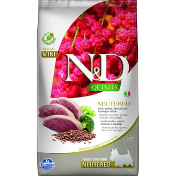N&D Quinoa Grain Free Adult Medium & Maxi, Neutered Duck, Broccoli & Asparagus 2,5 kg