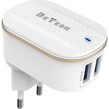 DeTech Мрежово зарядно устройство DeTech, DE-15, 5V/3.1A 220V, 2 x USB, Бял - 40095 (40095)