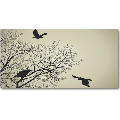 Moderný sklenený obraz z fotografie Vrany na strome 100x50 cm