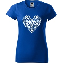 Handel Dámske tričko Ľudový motív srdce kráľovská modrá