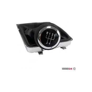 Paolo Топка за скоростен лост с маншон съвместима с VW Passat B6 06-12 с 5 скорости - черен конец