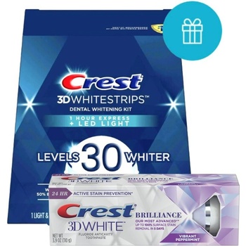 Procter & Gamble Bieliace pásiky 1hour EXPRESS + LED LIGHT + bieliaca zubná pasta BRILLIANCE 38 ks