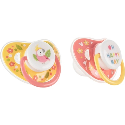 Lorelli Силиконови залъгалки Lorelli Baby Care - С капаче, 6м+, 2 броя, Yellow/Pink (10220760002)