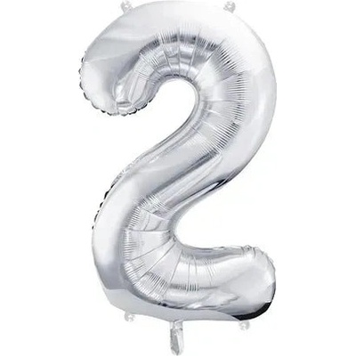 Party Deco Фолиев Балон Цифра, Сребро - 86см - 2 (fb1m-2-018)