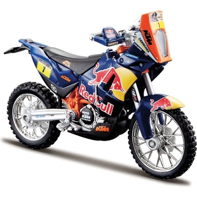 Motorka Bburago KTM 450 Rally Dakar Rally kov/plast 12cm v krabičce 17x11x7cm
