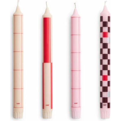 HAY Svíčky Pattern Candle set 4ks, reds and bordeaux