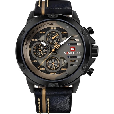 Naviforce Часовник naviforce pr-2842 - Черен / Кафяв kp2842 (pr-2842)