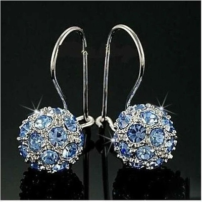 Prosperk náušnice kuličky s krystalky Swarovski modré S1557