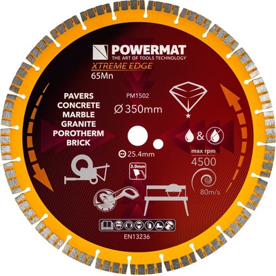 DIAMANTOVÝ KOTOUČ 350MM SEGMENT 3MM OTVOR 25,4MM NA KÁMEN, BETONU A GRES