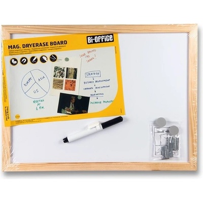 Bi-Office Magnetická tabule – 40 × 30 cm bílá v dřevěném rámu