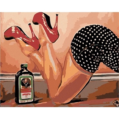 zuty Malování podle čísel Svůdné nohy a Jager 100 x 80 cm vypnuté plátno na rám