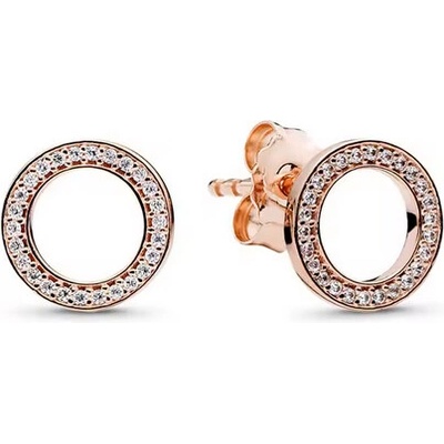Prosperk náušnice kulaté s kamínky rose gold S1339